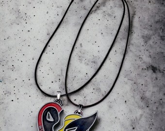 Best Friends necklace, deadpool, wolverine, jewelry, as seen on etsy, broken heart bling, mothers day gift cosplay prop, multi color charm
