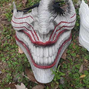 Anime Demon Mask | Cosplay Yokai Mask | Smiling Demon Face | Acrobatic Spirit Inspired | Handmade 3D Printed Cosplay Accessory