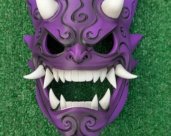 Gengar Void Grinsen Oni Maske | Schattendämon Menpo | Handgefertigte Horror Anime Maske mit Riemen | Dark Oni Design | Instagram | 3D Druck