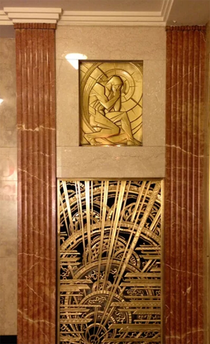 Unique Wall Art - Man Thinking - Art Deco Bas-Relief Chambellan Recreation of 'Vision' from the Chanin Building Lobby image 4