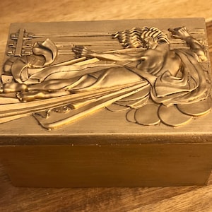 Unique Wall Art - Antique Gold finished Keepsake Box with Bas-Relief Lid of the Toronto Hydro Frieze