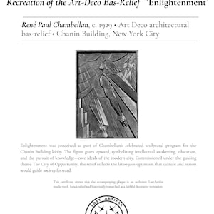 Einzigartige Wandkunst - 'Erleuchtung' - Art-Deco-Flachrelief Chambellan Erholung in der Chanin-Gebäude-Lobby Bild 2