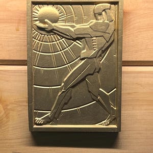 Unique Wall Art - Man Holding Sun - Art Deco Bas-Relief Chambellan Recreation of &#39;Achievement&#39; from the Chanin Building Lobby