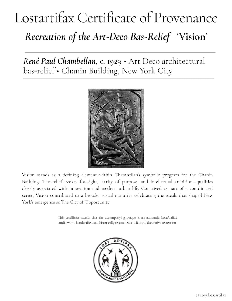 Unique Wall Art - Man Thinking - Art Deco Bas-Relief Chambellan Recreation of 'Vision' from the Chanin Building Lobby image 2