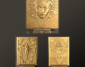Special Trio of Art-Deco Women of Serenity, Power and Radiance