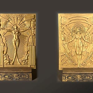 Unique Wall Art - Special Pairing : Art Deco Woman of Power and Woman of Radiance
