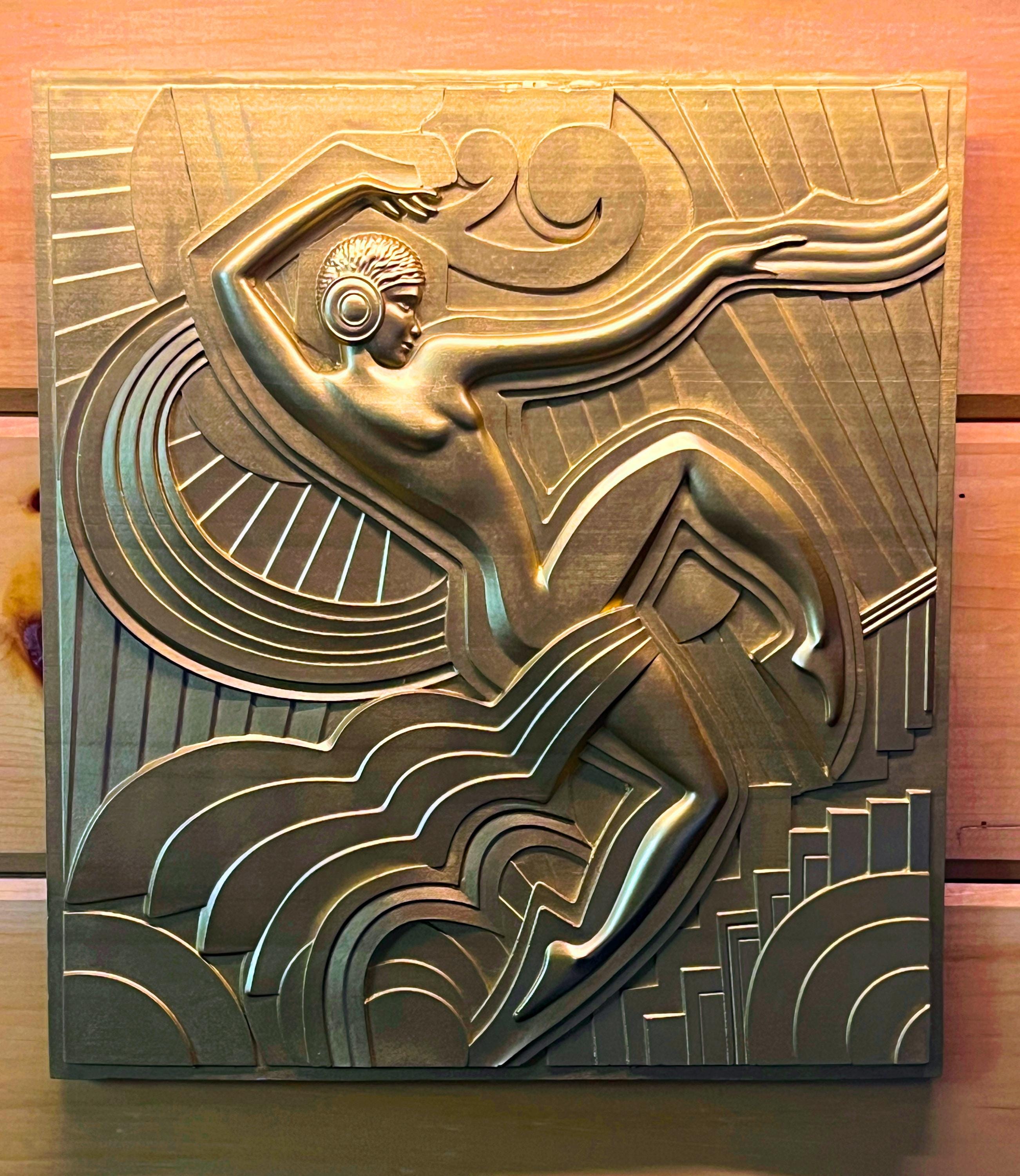 Unique Wall Art - Large Classic Art-Deco Folies Bergere (The Shepherdess) Facade Bas-Relief Recreation after Parisian Theatre - 11x10 inches