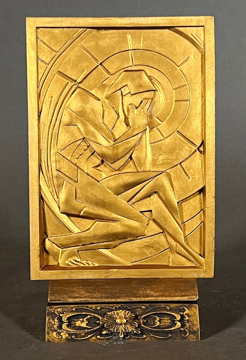 Unique Wall Art - Man Thinking - Art Deco Bas-Relief Chambellan Recreation of 'Vision' from the Chanin Building Lobby image 1