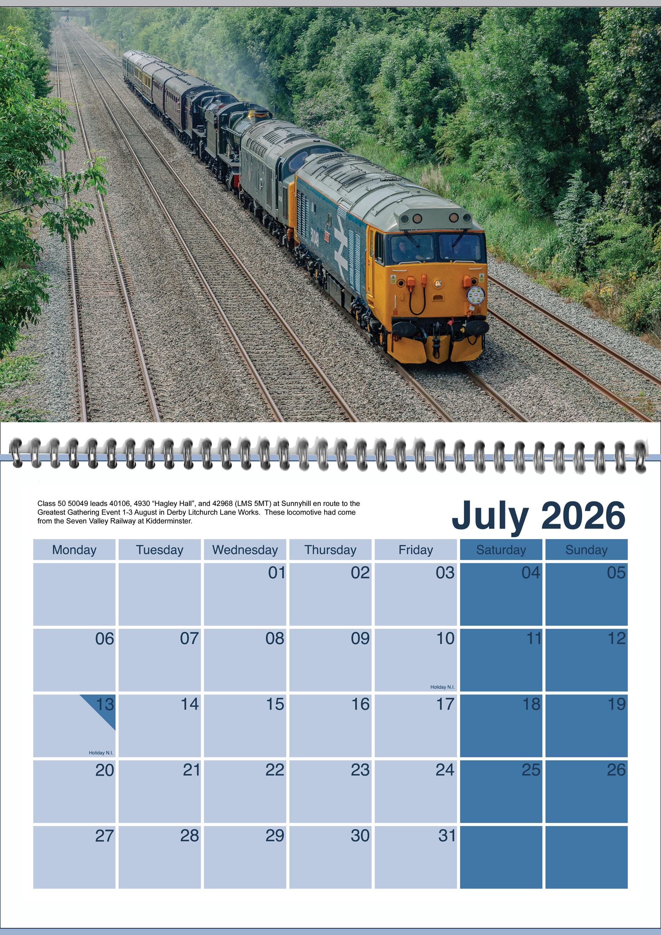 2026 Railway Calendar A4 Opens Out To A3 Etsy UK