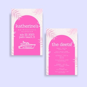 KATHERINE Bachelorette Invitation & Itinerary Template | Palm Beach Bachelorette Weekend Invite | Bach Weekend Schedule Printable