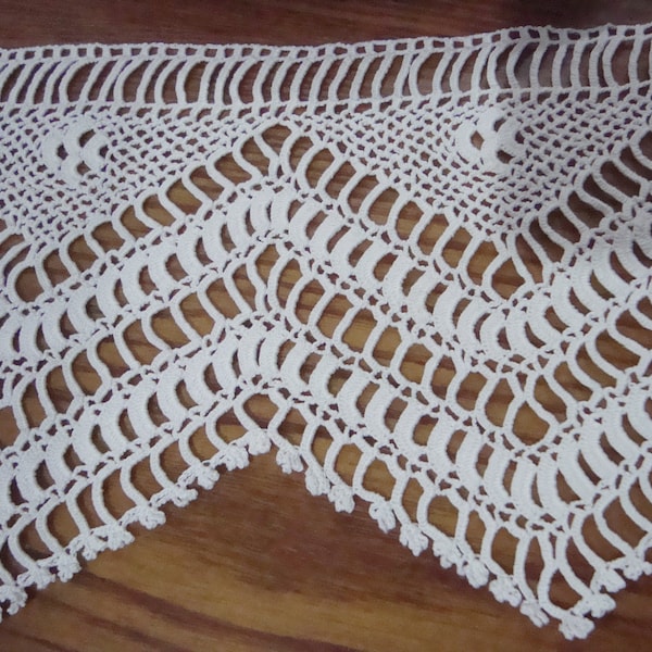 Handmade Crochet Lace Cotton Bed Sheet Skirt ,98.42x4.72 inch,White Color,Curtain Edge,Home Decor,Housewarming Gift