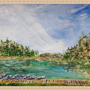 Unique handmade acrylic painting - &quot;Green lakes&quot;