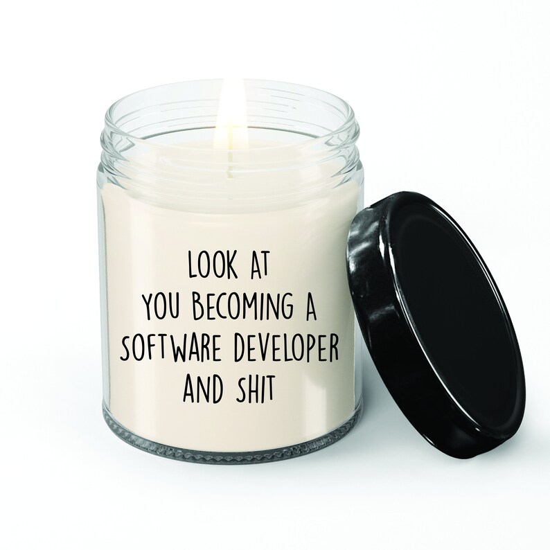 Software Developer Candle, Software Developer Gift, Gift for Software Developer, Thank you Gift, Vanilla Scented candle, Candle Jar image 1