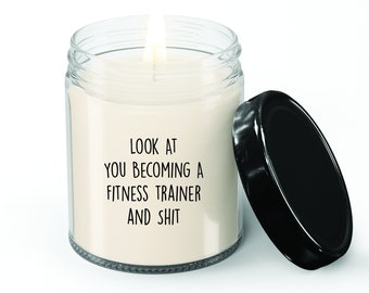 Fitness Trainer Candle, Fitness Trainer Gift, Gift for Fitness Trainer, Thank you Gift, Vanilla Scented candle, Candle Jar