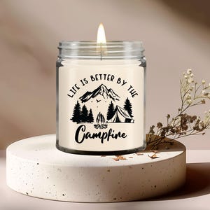 Campfire Candle - Soy Wax Candle - Hand Poured Candle - 9 oz Vanilla-Scented Candle Jar - Gift for Campfire Lover