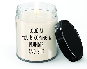 Plumber Candle, Plumber Gift, Gift for Plumber, Plumber Thank you Gift, Vanilla Scented candle, Candle Jar
