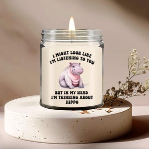 Hippo Candle, Soy Wax Candle, Hand Poured Candle, 9 oz Vanilla-Scented Candle Jar, Gift for Hippo Lover