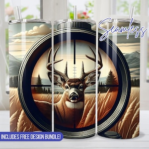 Seamless Deer hunting tumbler Tumbler Wrap for 20 oz tumbler sublimation