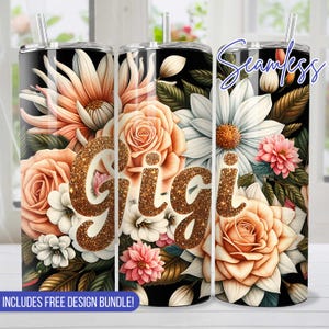 Seamless Gigi Floral Tumbler Wrap for 20 oz tumbler sublimation