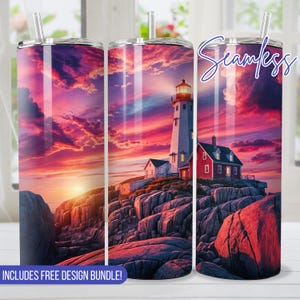 Seamless Lighthouse Tumbler Wrap for 20 oz tumbler sublimation