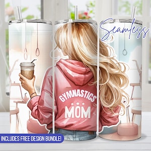 Seamless Gymnastics Mom Tumbler Wrap for 20 oz tumbler sublimation