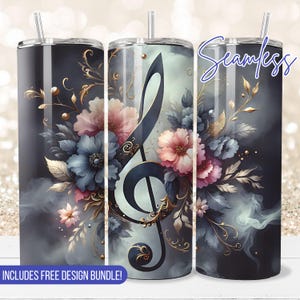 Seamless music lover womens Tumbler Wrap for 20 oz tumbler sublimation