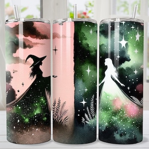Seamless Green Pink Witch Wizard Tumbler Wrap for 20 oz tumbler sublimation