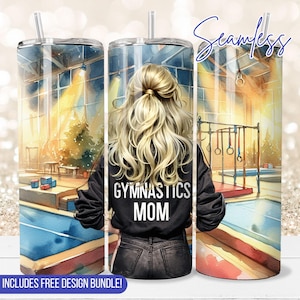 Seamless Gymnastics Mom Tumbler Wrap PNG Instant Download for 20 oz tumbler sublimation