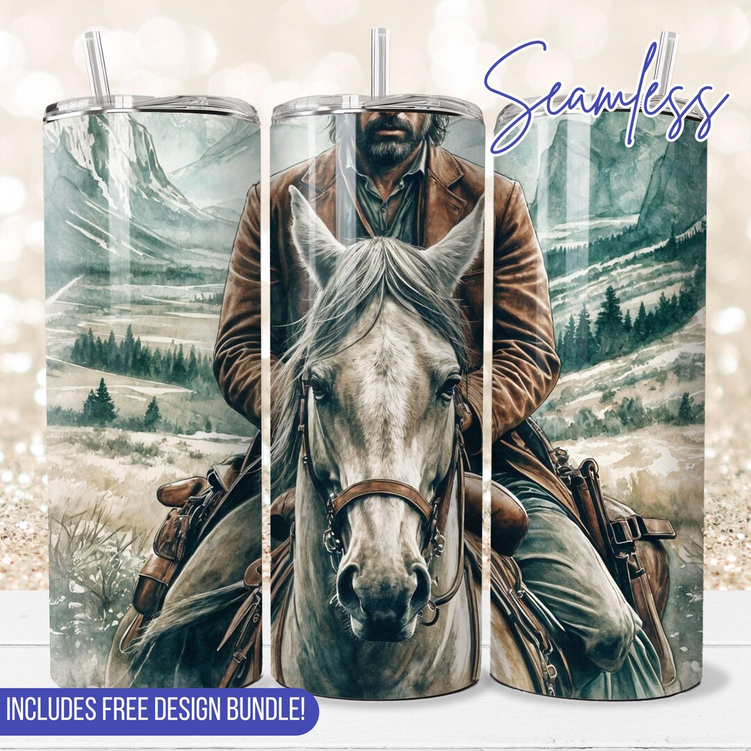 Seamless Western Mens Horse Cowboy Tumbler Wrap PNG Instant Download ...