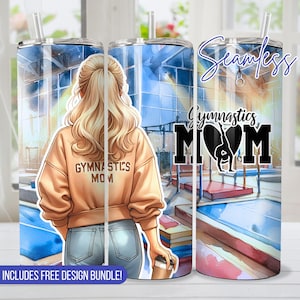 Seamless Gymnastics Mom Tumbler Wrap for 20 oz tumbler sublimation