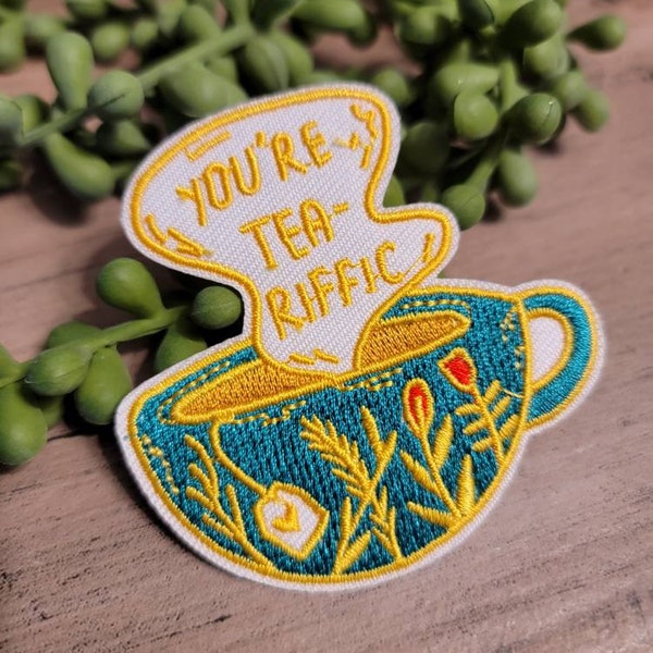 Tea Lover Embroidery iron on Clothing patch