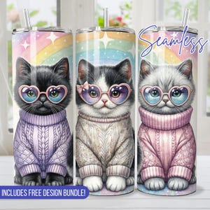 Seamless Cats Tumbler Wrap für 20 oz Glassublimation