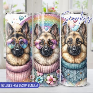 Seamless German Shepherd Tumbler Wrap for 20 oz tumbler sublimation