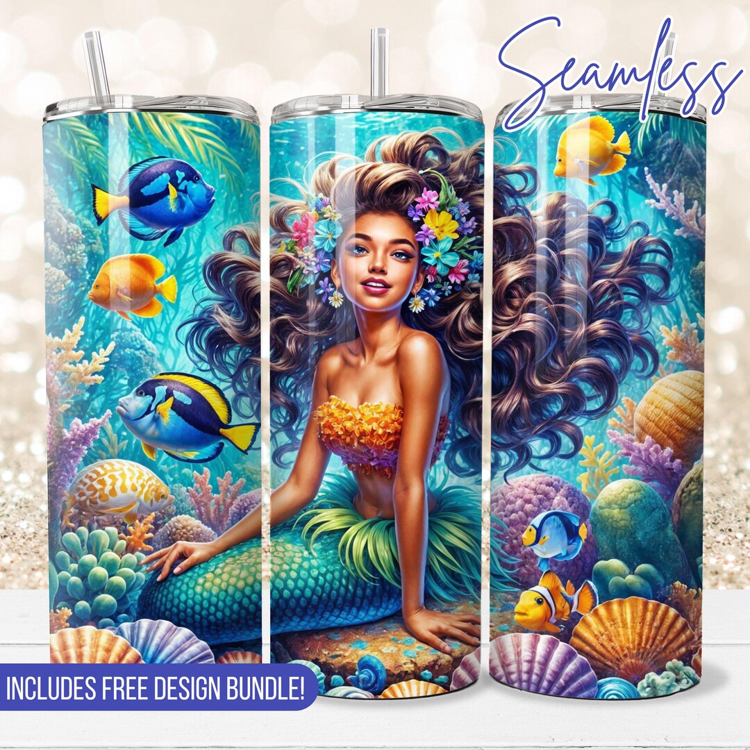 Seamless Mermaid Tumbler Wrap PNG Instant Download for 20 Oz Tumbler ...