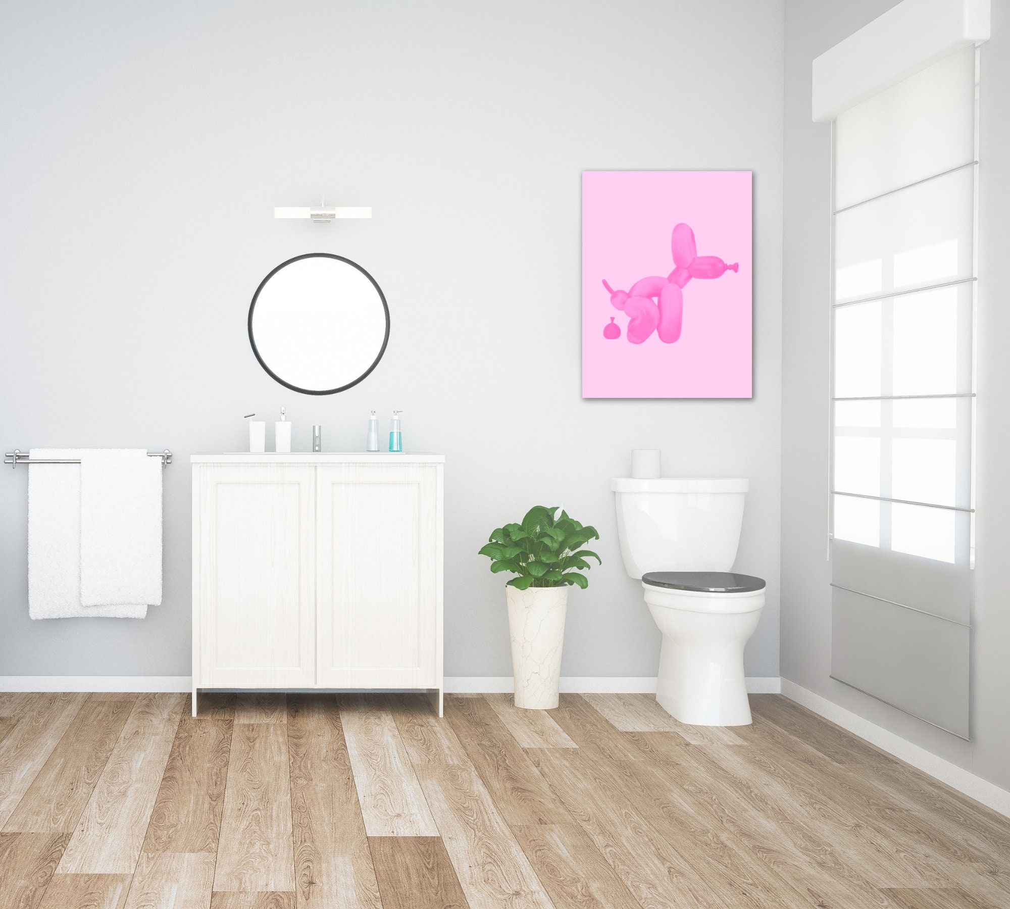 Pooping Balloon Dog Wall Art Printable Poster Pink Retro Wall Decor ...