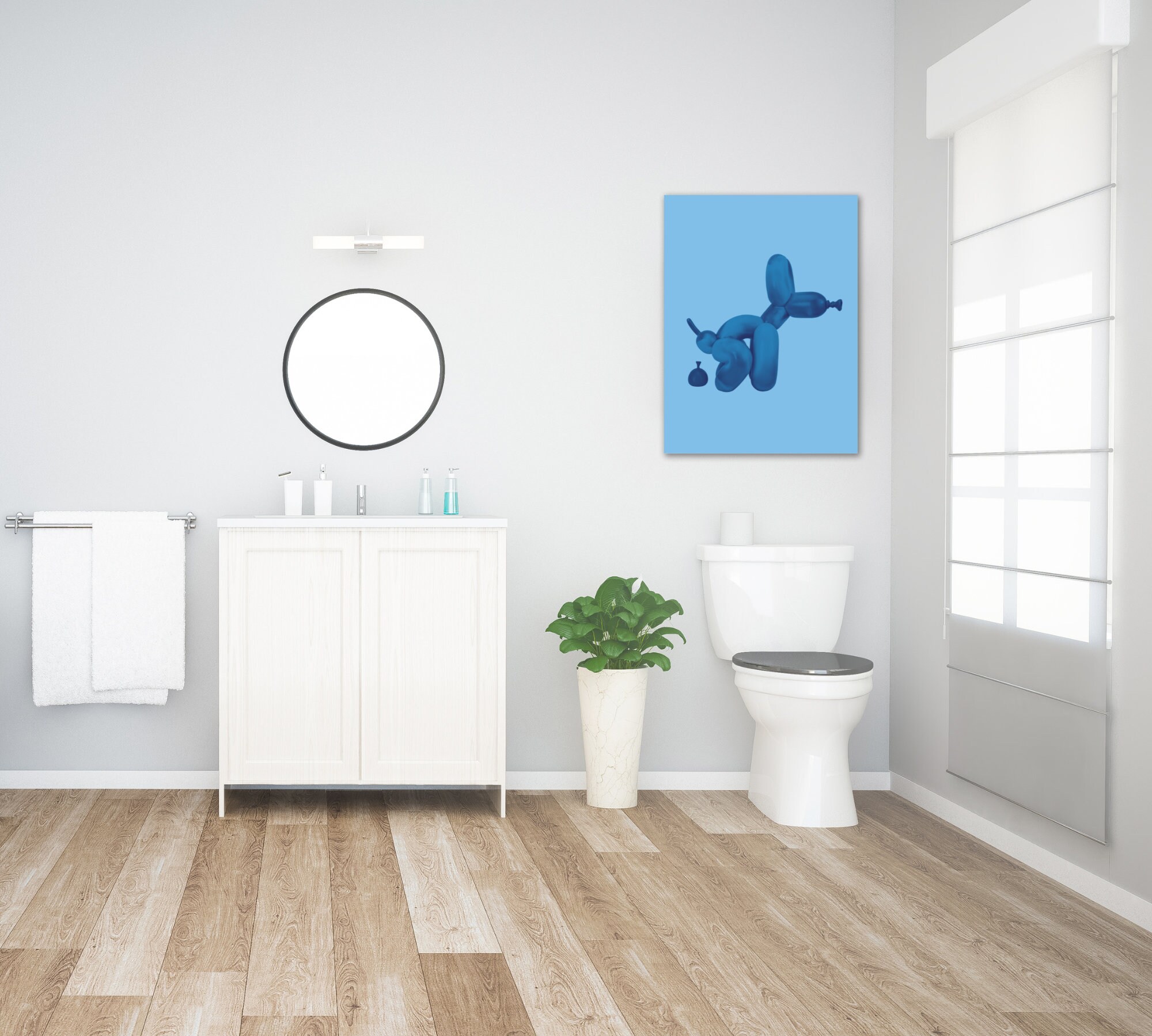 Pooping Balloon Dog Wall Art - Printable Poster Blue Retro Wall Decor ...