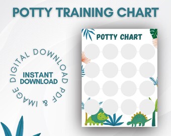 Dinosaur Potty Training Chart – Toddler Boys Reward Incentive Chart – Potty Sticker Chart Tracker for Kids – Printable Instant Download