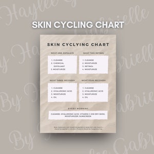 Skin Cycling Chart (Instant Digital Download) - Skin Cycle Guide Calendar Plan, Cheat Sheet, Printable Skin Care Routine Template