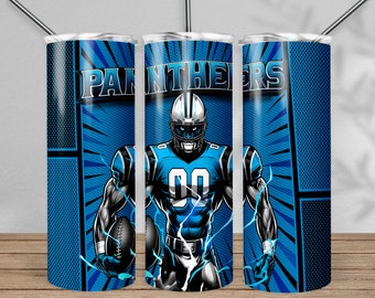 Panther 20oz Skinny Tumbler Wrap PNG, Sport 20oz Tumbler PNG, Football Mascot Sublimation Tumbler PNG Digital Download