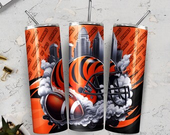 Bengal 20oz Skinny Tumbler Wrap PNG, Sport 20oz Tumbler PNG, Football Helmet Sublimation Tumbler PNG Digital Download