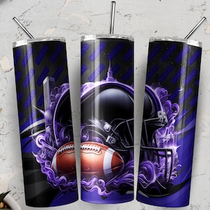 Corbeau 20 oz skinny gobelet Wrap PNG, sport 20 oz gobelet PNG, casque de football Sublimation gobelet PNG en téléchargement numérique