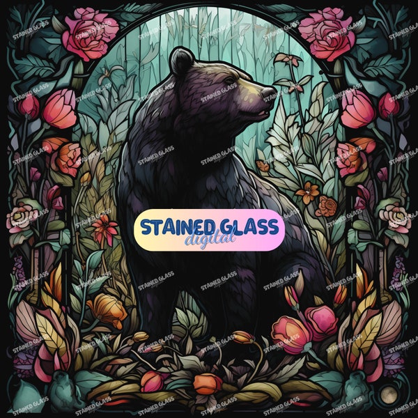 Black Bear Stained Glass Pattern - Etsy