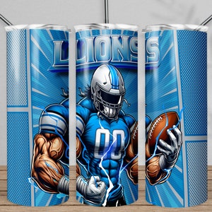 Lion 20oz Skinny Tumbler Wrap PNG, Sport 20oz Tumbler PNG, Football Mascot Sublimation Tumbler PNG Digital Download