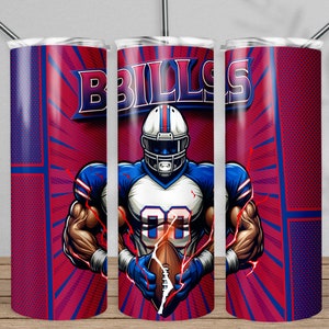 Bill 20oz Skinny Tumbler Wrap PNG, Sport 20oz Tumbler PNG, Football Mascot Sublimation Tumbler PNG Digital Download