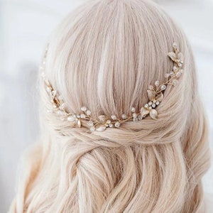 Pearl,Leaf and Crystal Wedding Bridal Hair Comb, Wedding Hair Piece,Crystal Hair Halo,Silver Bridal Hair Vine,Bridal Hair Pin,Hair Accessory