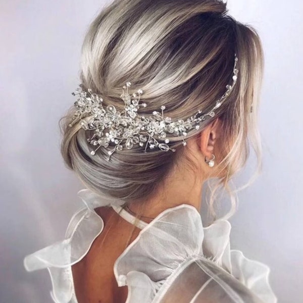 Rhinestone Bridal Hair Comb, Wedding Hair Piece, Crystal Hair Halo, Silver Bridal Hair Vine, Bridal Hair Pin, Bridal Hair Accessory