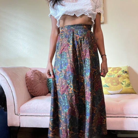 Jewel Toned Paisley Patterned Maxi Skirt