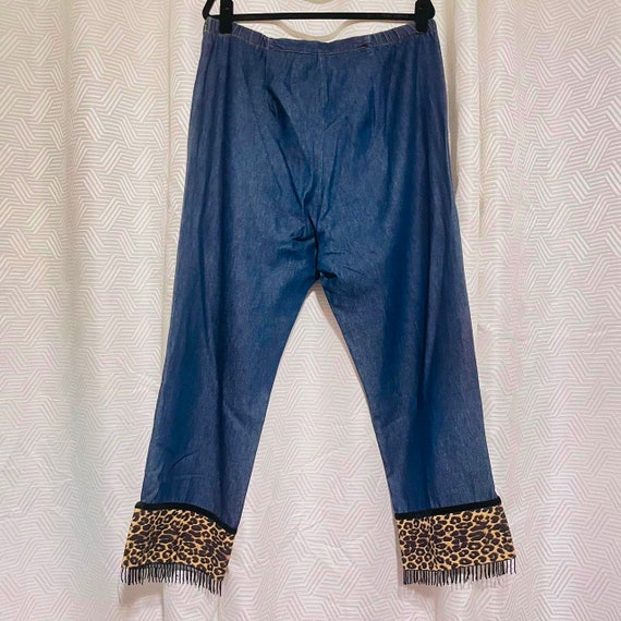 Leopard Print Fringed Pants - image 4