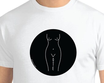 Las ganancias se donaron a Planned Parenthood-Camiseta con silueta de mujer unisex sostenible VOTA por el derecho al aborto/Pro-Choice/Derechos de la mujer