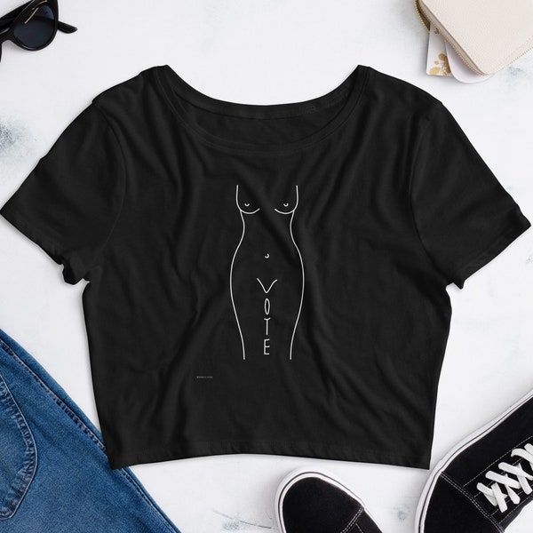 Proceeds Donated to Planned Parenthood - Pro-Choice VOTE Woman’s Silhouette Cropped T-Shirt